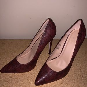 Burgundy Snakeskin Leather CHARLOETTE RUSSE Heels